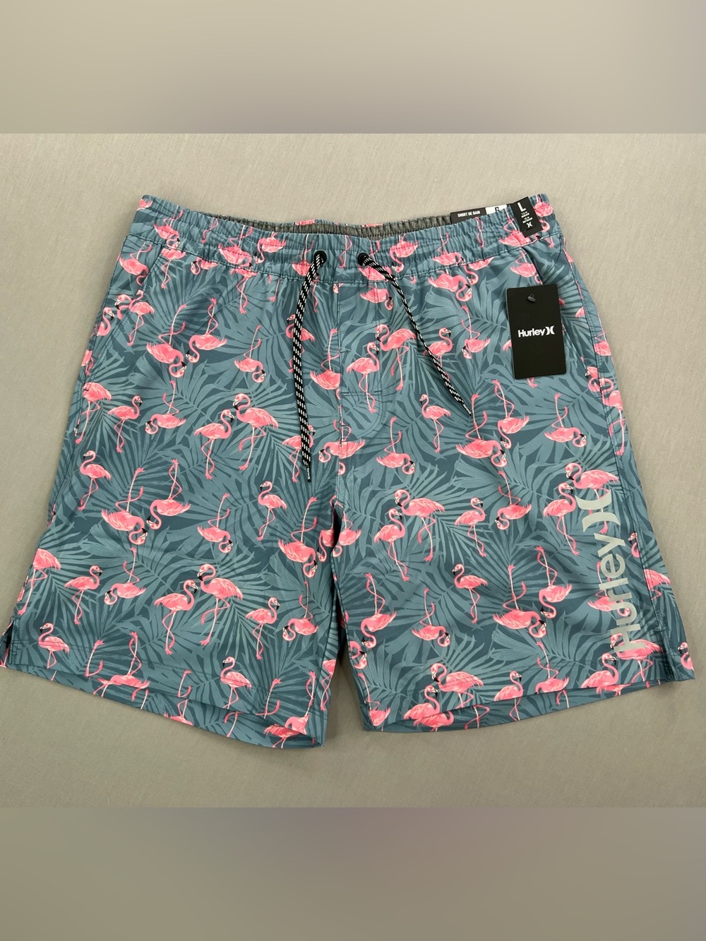 HURLEY MENS FLAMINGO FERN VOLLEY LINED SWIM TRUNKS